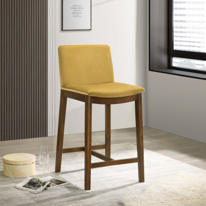 Ashcroft Shannon Counter Chair - Dark Yellow Velvet