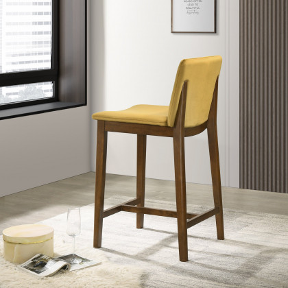Ashcroft Shannon Counter Chair - Dark Yellow Velvet