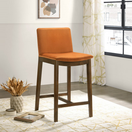 Ashcroft Shannon Counter Chair - Burnt Orange Velvet