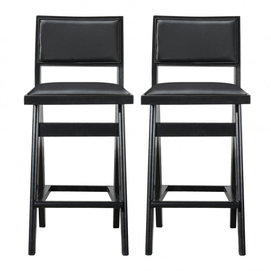 Ashcroft Keira Bar Stool (Set of 2) – Black PU