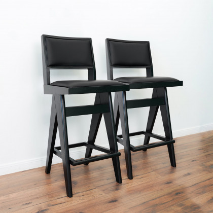 Ashcroft Keira Bar Stool (Set of 2) – Black PU