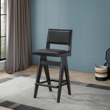 Ashcroft Keira Bar Stool (Set of 2) – Black PU