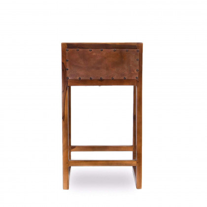 Ashcroft - Gavin 25" Solid Wood Genuine Leather Counter Stool in Tan