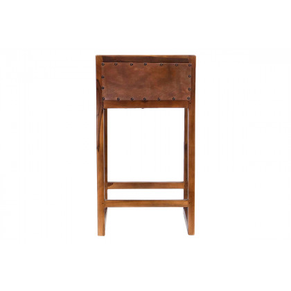 Ashcroft - Gavin 25" Solid Wood Genuine Leather Counter Stool in Tan