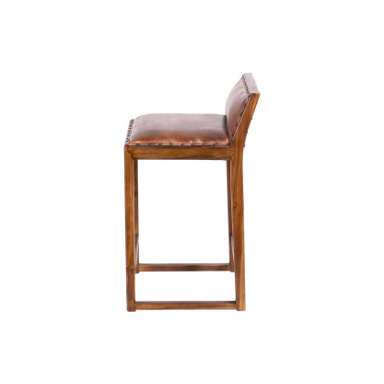 Ashcroft - Gavin 25" Solid Wood Genuine Leather Counter Stool in Tan