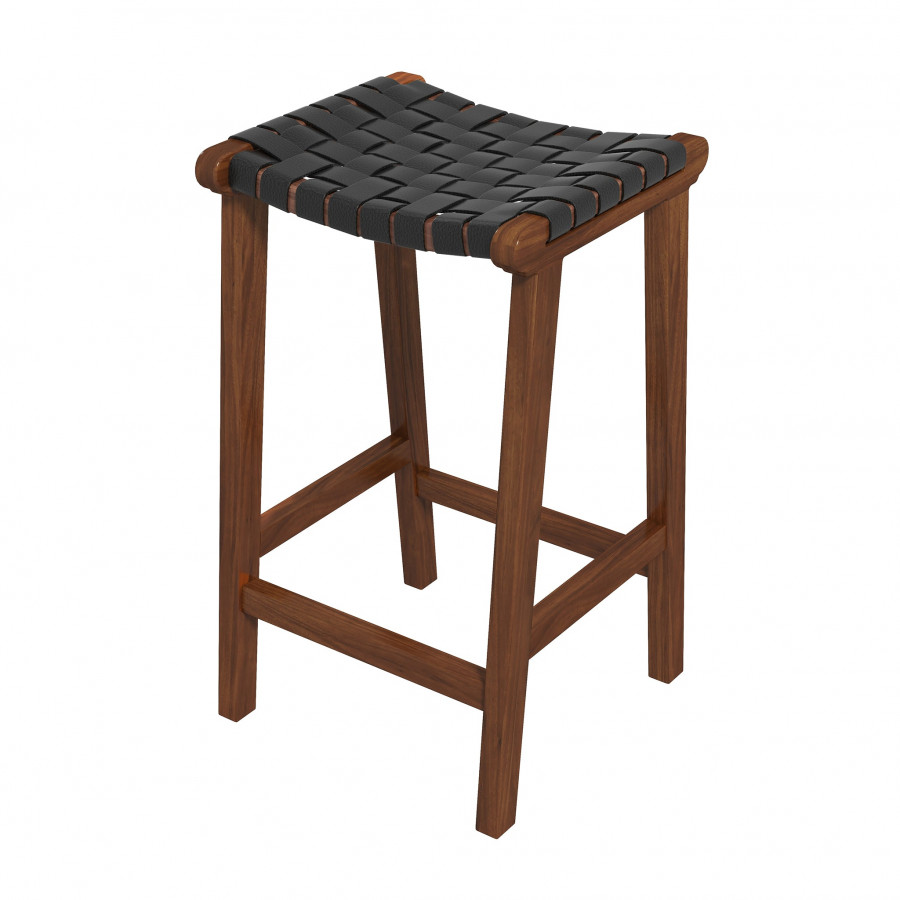 Ashcroft - James Mid-Century Modern Genuine Black Leather 29" Bar Stool