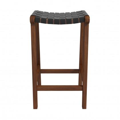 Ashcroft - James Mid-Century Modern Genuine Black Leather 29" Bar Stool