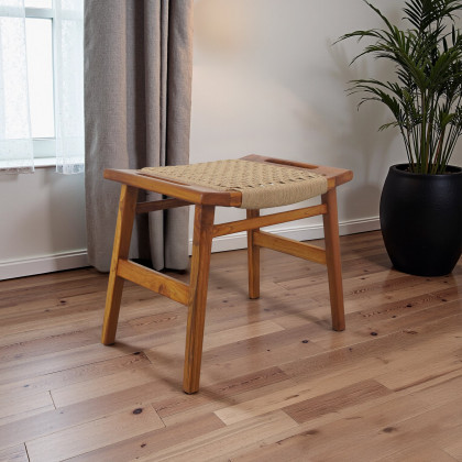 Ashcroft - Grit Rustic Solid Wood Frame Loom Stool