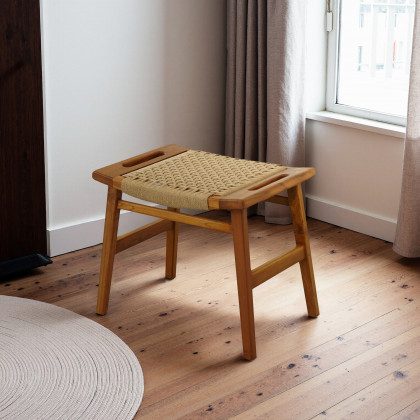Ashcroft - Grit Rustic Solid Wood Frame Loom Stool