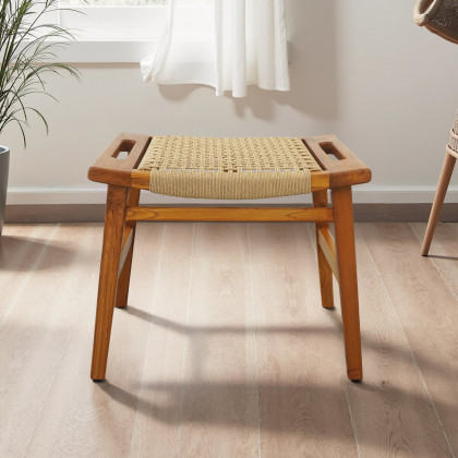 Ashcroft - Grit Rustic Solid Wood Frame Loom Stool