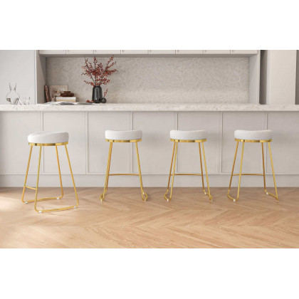 Ashcroft Jane 26" Luxury Upholstered Stool - Ivory