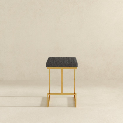 Ashcroft Joel Mid-Century Modern Luxury Upholstered Stool – Gray Boucle
