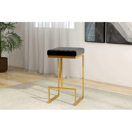 Ashcroft Joel Mid-Century Modern Luxury Upholstered Stool - Black