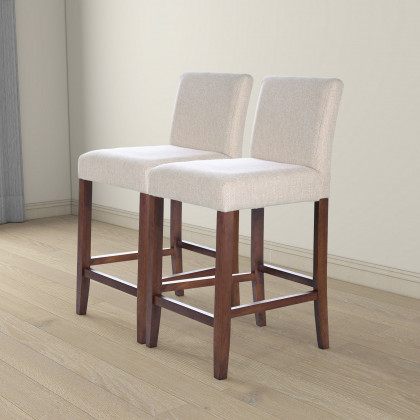 Ashcroft - Dorian Beige Fabric Counter Chair (Set of 2)