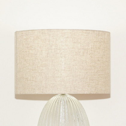 Ashcroft - Aurora Ribbed Glass Lamp Base Clear Table Lamp Large Linen Shade