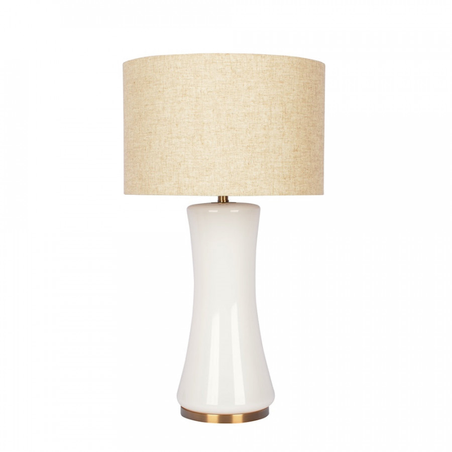 Ashcroft - Cascade Glass Lamp Golden Base Off White Glass Table Lamp