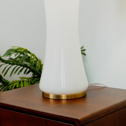 Ashcroft - Cascade Glass Lamp Golden Base Off White Glass Table Lamp