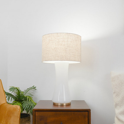 Ashcroft - Cascade Glass Lamp Golden Base Off White Glass Table Lamp