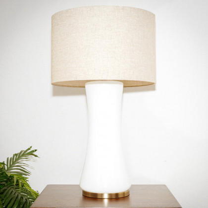 Ashcroft - Cascade Glass Lamp Golden Base Off White Glass Table Lamp