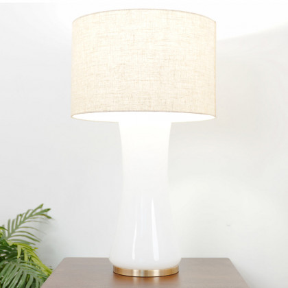 Ashcroft - Cascade Glass Lamp Golden Base Off White Glass Table Lamp