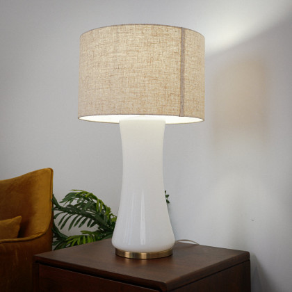 Ashcroft - Cascade Glass Lamp Golden Base Off White Glass Table Lamp