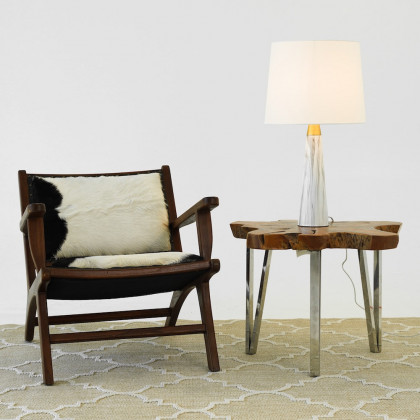 Ashcroft - Enclave Hydro Black Table Lamp with On/Off Switch Faux Marble Base Fabric Shade