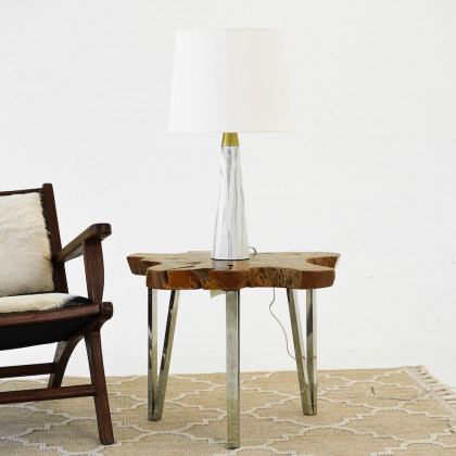 Ashcroft - Enclave Hydro Black Table Lamp with On/Off Switch Faux Marble Base Fabric Shade
