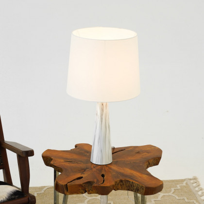 Ashcroft - Enclave Hydro Black Table Lamp with On/Off Switch Faux Marble Base Fabric Shade