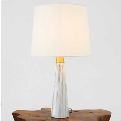 Ashcroft - Enclave Hydro Black Table Lamp with On/Off Switch Faux Marble Base Fabric Shade