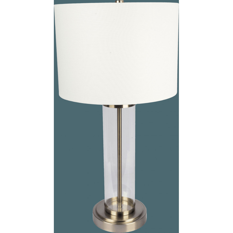 Ashcroft - Luna Brushed Nickel Table Lamp with On/Off Switch Clear Glass Body Metal Base