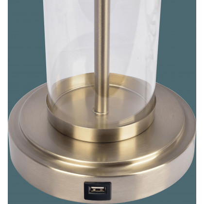 Ashcroft - Luna Brushed Nickel Table Lamp with On/Off Switch Clear Glass Body Metal Base