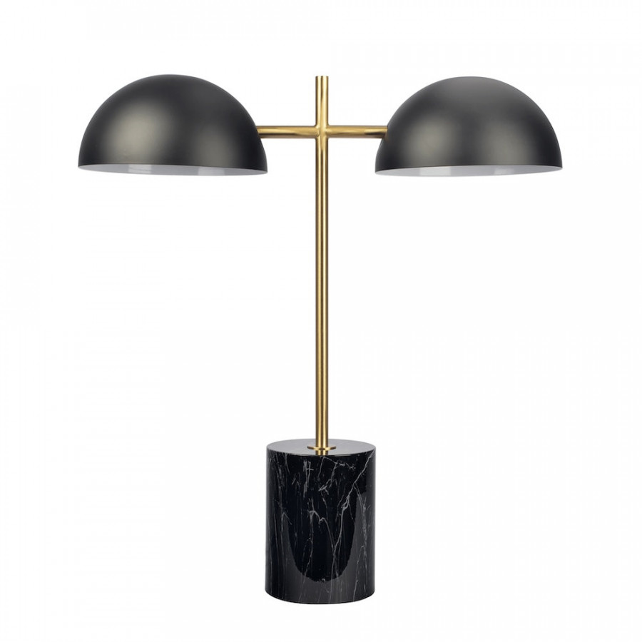 Ashcroft - Nova Hydro Black Table Lamp with On/Off Switch Double Lamp with Faux Marble Base