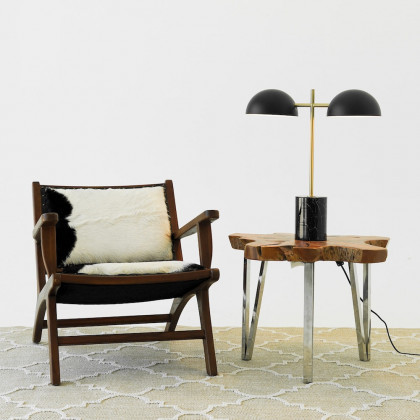 Ashcroft - Nova Hydro Black Table Lamp with On/Off Switch Double Lamp with Faux Marble Base