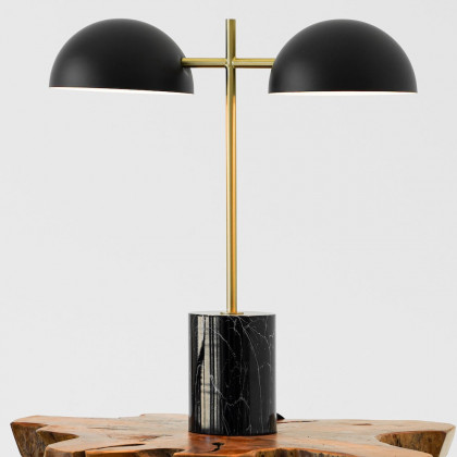 Ashcroft - Nova Hydro Black Table Lamp with On/Off Switch Double Lamp with Faux Marble Base