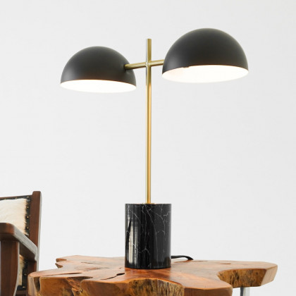 Ashcroft - Nova Hydro Black Table Lamp with On/Off Switch Double Lamp with Faux Marble Base