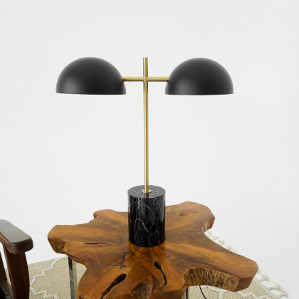 Ashcroft - Nova Hydro Black Table Lamp with On/Off Switch Double Lamp with Faux Marble Base