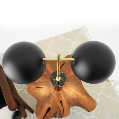 Ashcroft - Nova Hydro Black Table Lamp with On/Off Switch Double Lamp with Faux Marble Base