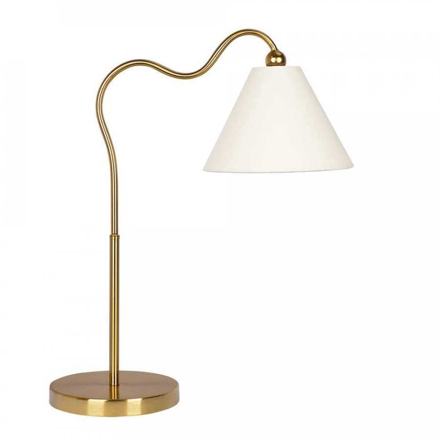 Ashcroft - Ornate Brass Ring Base Curved Table Lamp with Triangle White Drum Shade