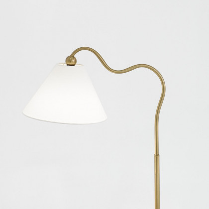 Ashcroft - Ornate Brass Ring Base Curved Table Lamp with Triangle White Drum Shade