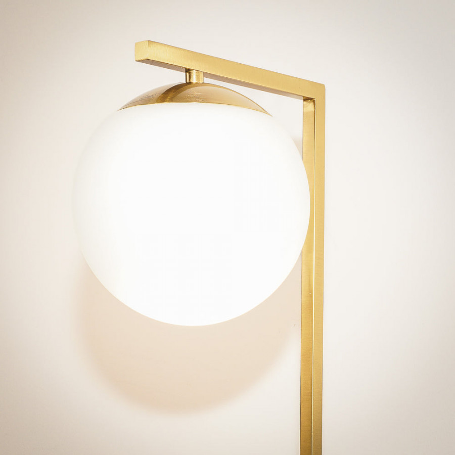 Ashcroft - Velvet Globe Table Lamp White Opal Glass with Dimmer Switch Inline