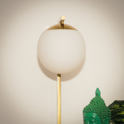 Ashcroft - Velvet Globe Table Lamp White Opal Glass with Dimmer Switch Inline
