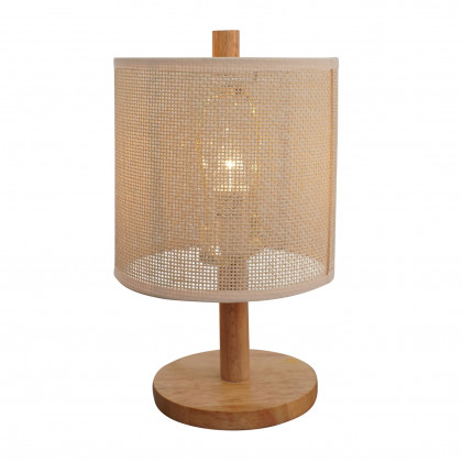 Ashcroft - Levio Table Lamp, Natural Oak Wooden Base with Linen Shade