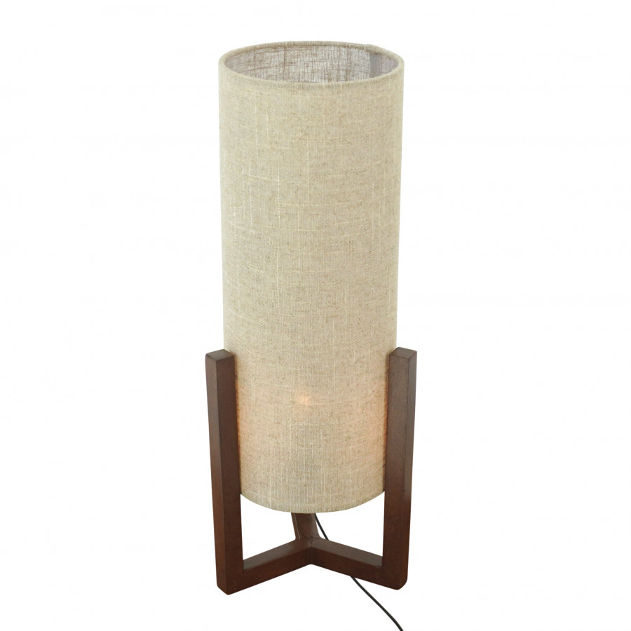 Ashcroft - Brisa Table Lamp, Walnut Wood Base with Natural Linen Shade