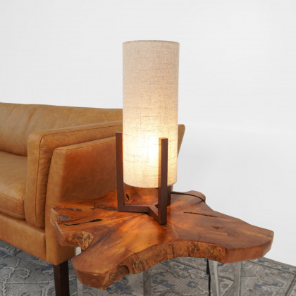 Ashcroft - Brisa Table Lamp, Walnut Wood Base with Natural Linen Shade