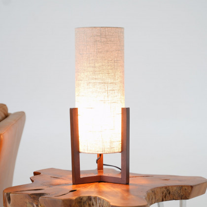 Ashcroft - Brisa Table Lamp, Walnut Wood Base with Natural Linen Shade