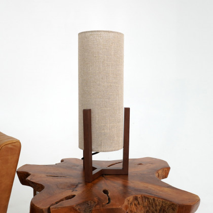 Ashcroft - Brisa Table Lamp, Walnut Wood Base with Natural Linen Shade