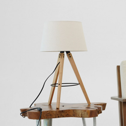 Ashcroft - Birch Three Legged Wooden Bar Table Lamp in Natural-Black
