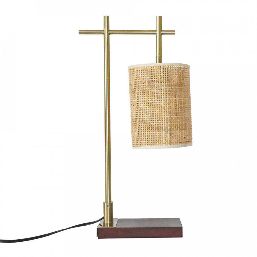 Ashcroft - Moonstone Bamboo Lampshade Table Lamp - Dark Brown - Bronze