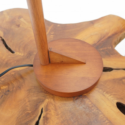 Ashcroft - Dreamlight Table Lamp, Brown Solid Wood Base with Elegant Cone Linen Shade