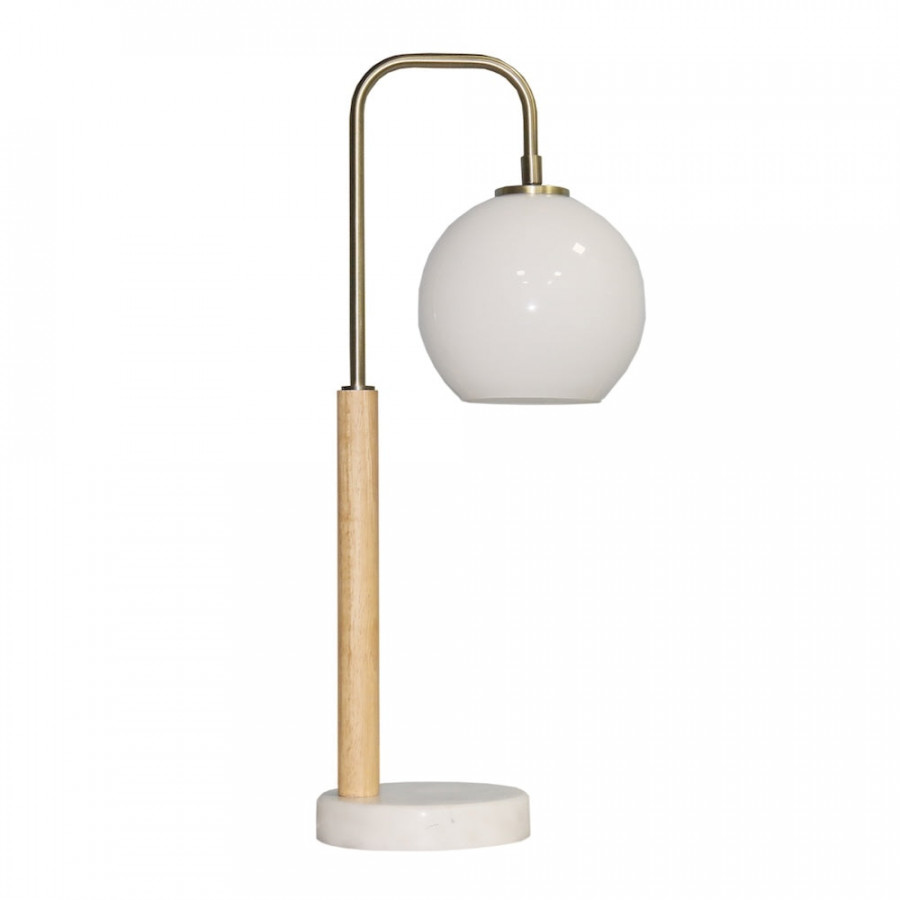 Ashcroft - Auris White Globe Lampshade Table Lamp with Marble Base